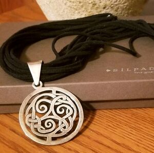 Silpada Sterling Silver & Leather Necklace & Pendant Set